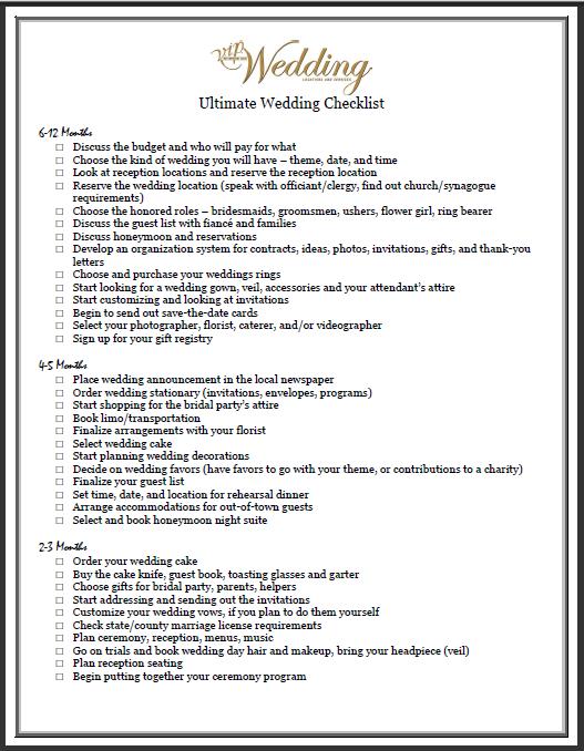 You are here Home VIP's Ultimate Wedding Checklist
