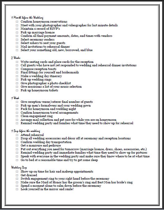Wedding Checklist And Timeline